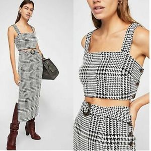 Free People Off Duty Houndstooth 2 Pc Skirt Set